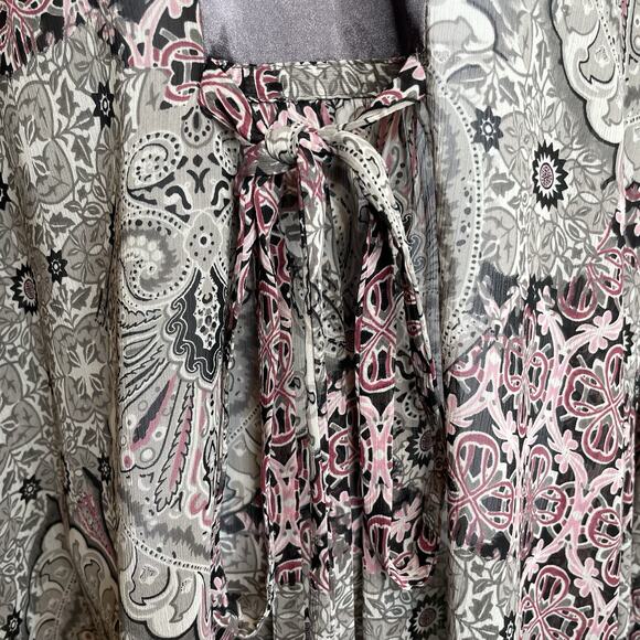 View by Walter Baker Women's Pink Gray Paisley Boho Top Size L Flowy Oversized - Picture 9 of 11